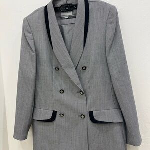 WOMEN'S "JOHN MEYER" 2 PC LINED SUIT BLAZER SKIRT GRAY/WHITE GEOMETRIC SIZE 12